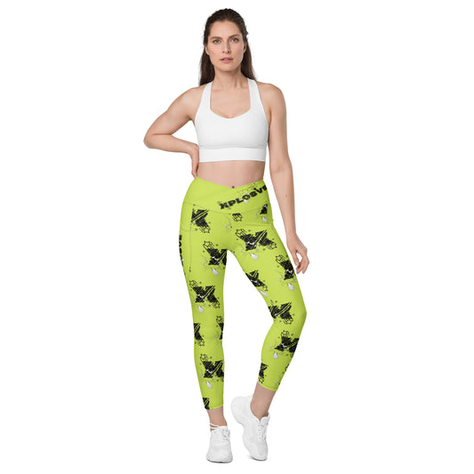 XPLOSIVE Crossover leggings with pockets/All-over neon pattern