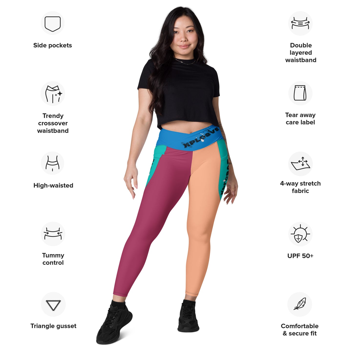 XPLOSIVE Uni-color Crossover leggings w/ pocket banner