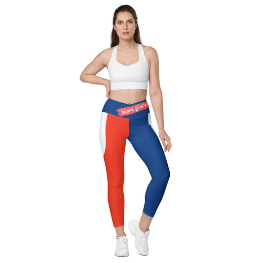 XPLSOSIVE Red/Blue/Wht leggings w/ backsplash pockets