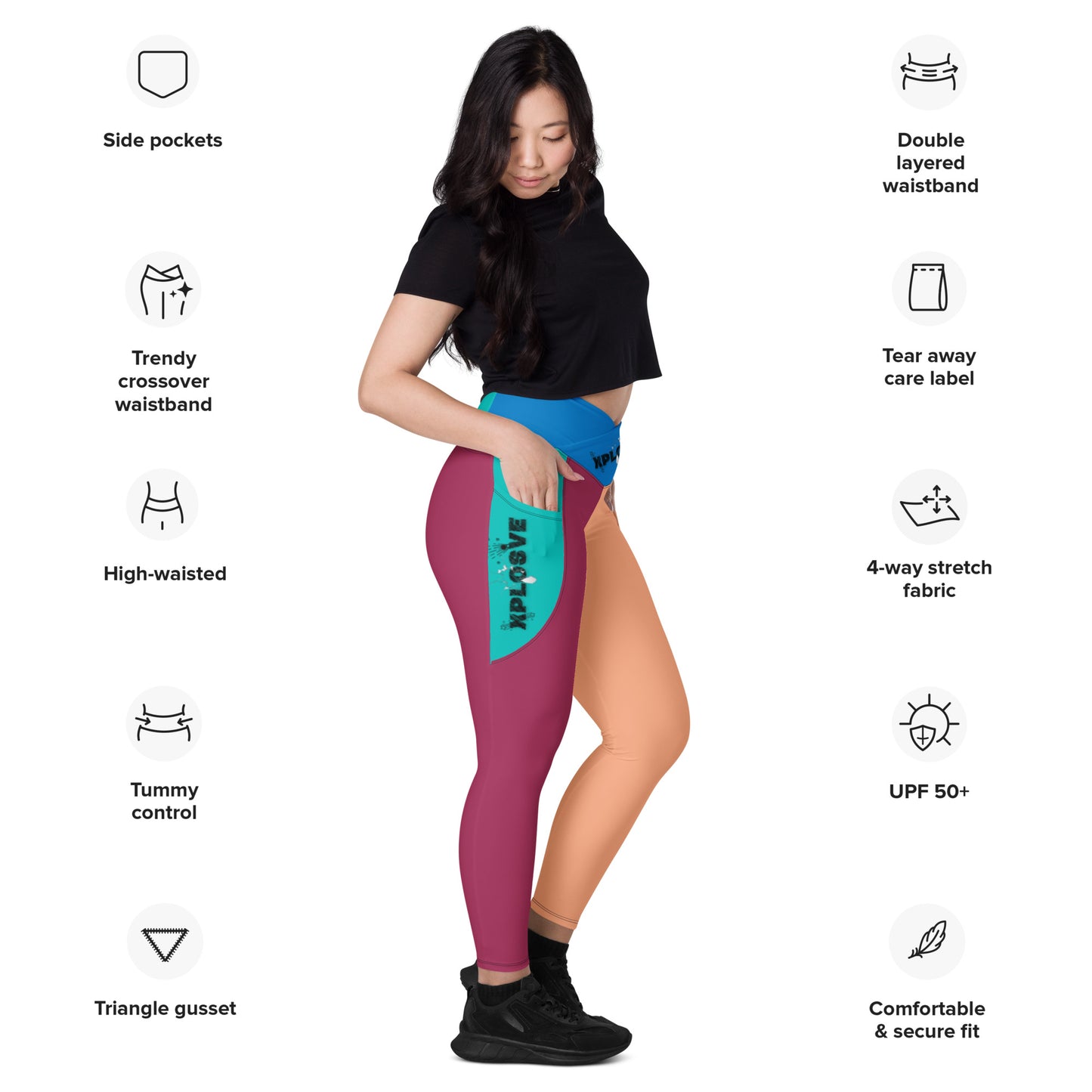 XPLOSIVE Uni-color Crossover leggings w/ pocket banner